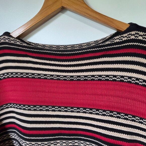 EUC VINTAGE LAUREN RALPH LAUREN BOAT NECK STRIPED COTTON SWEATER TOP SIZE L - Picture 8 of 16
